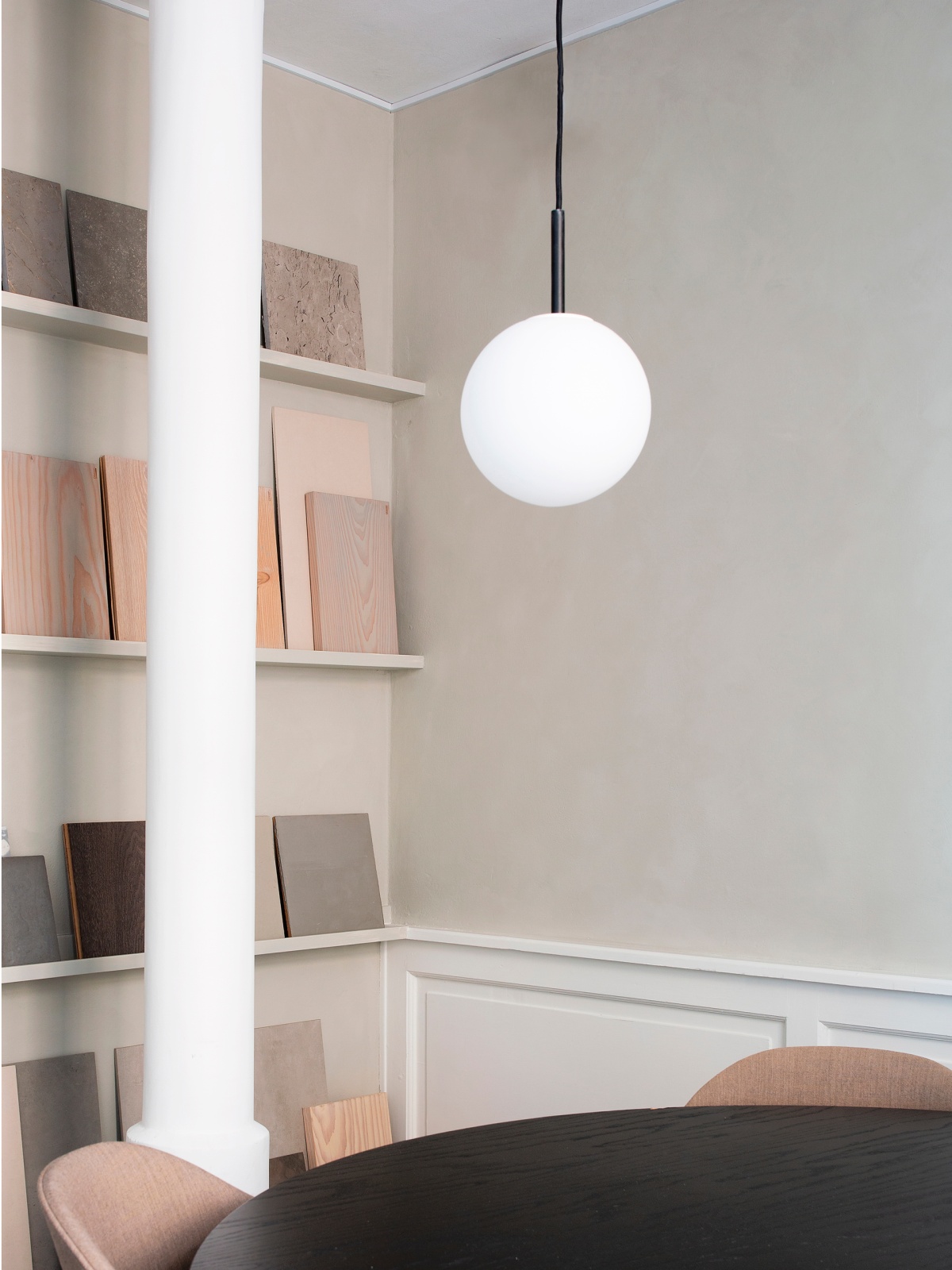 Shelf and lamp